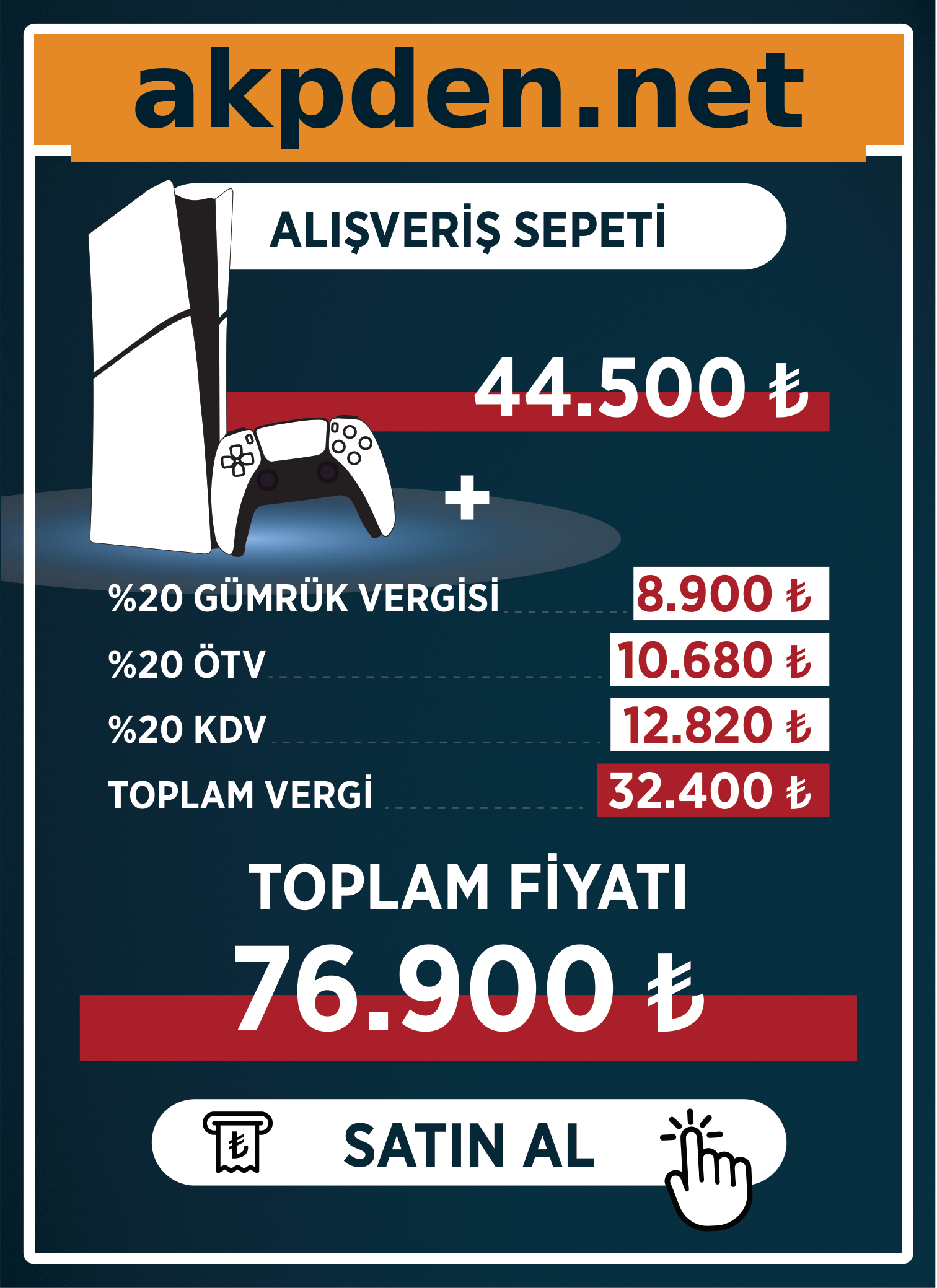 Gümrük vergisi, ÖTV ve KDV ile toplam fiyat: ₺ 76.900